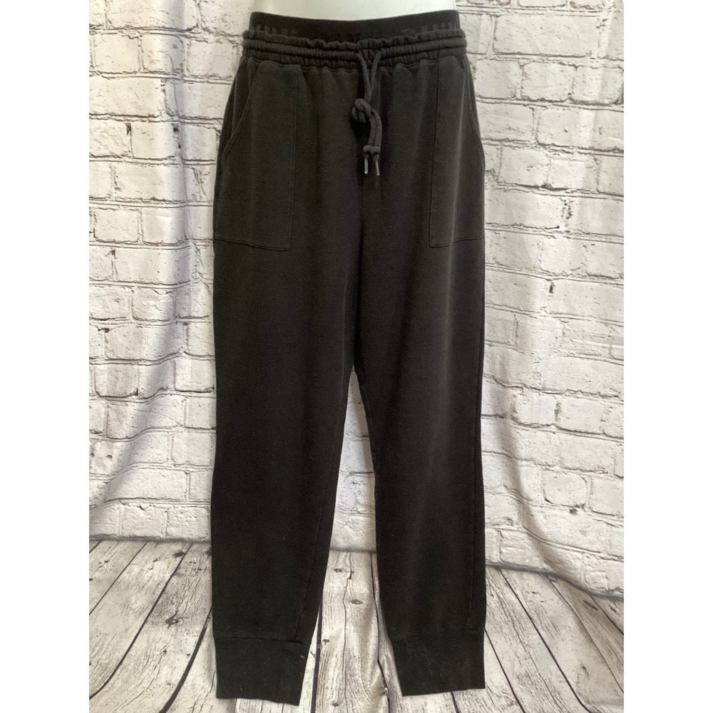 Victorias Secret PINK Black Fleece Joggers Sweatpants Pockets Large